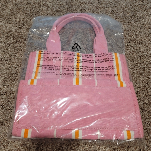 Brand New J. Crew Striped mini structured tote bag Peppermint Bird of Paradise - Picture 2 of 3